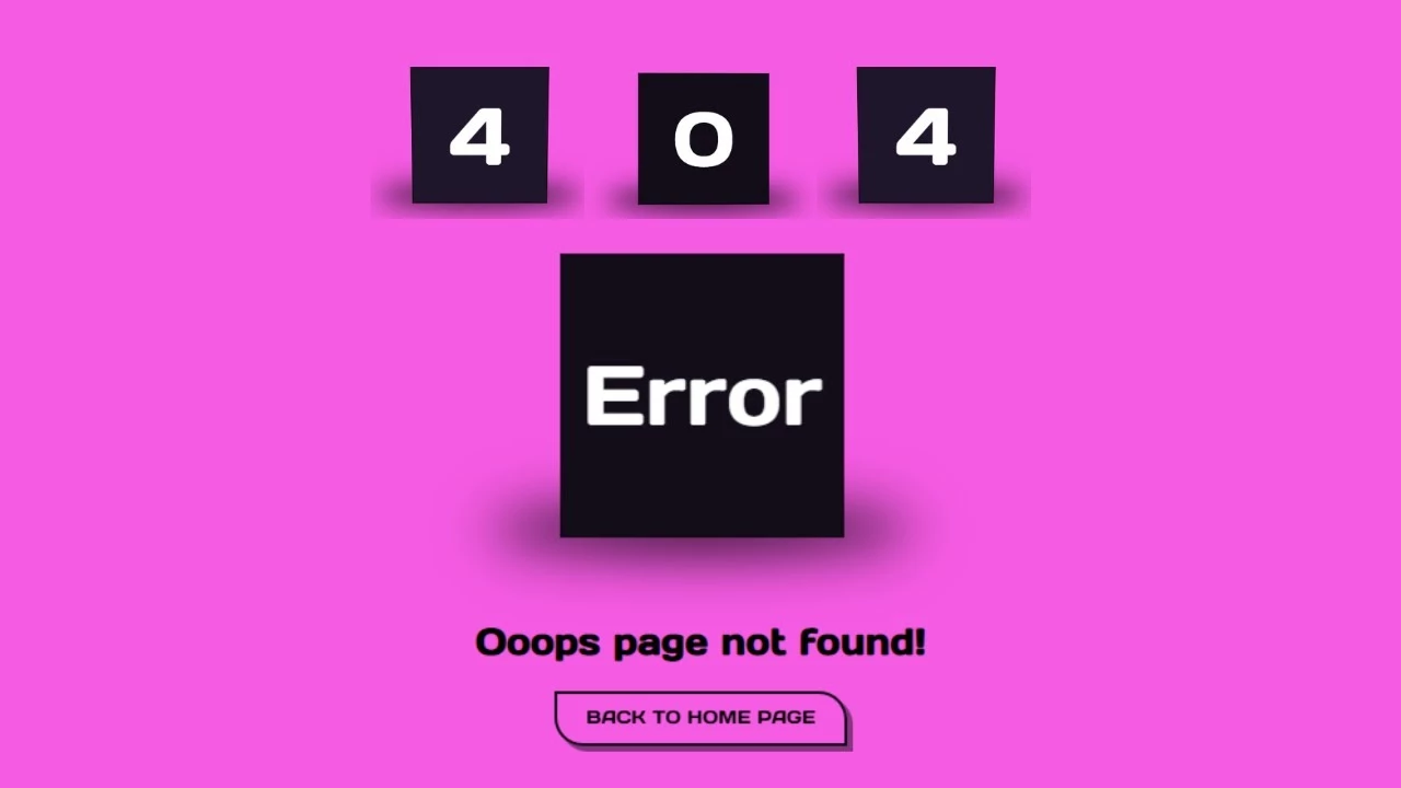 Animation 404 Not Found - HTTP 404 - Page not found HTML CSS design Tutorial