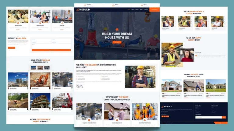 Complete Responsive Construction Company Website Template Design- HTML - CSS - JS- Free Website Create