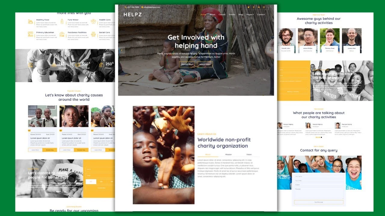 Complete Responsive Free Charity Website Design - HTML - CSS -JS- 100% Free Download