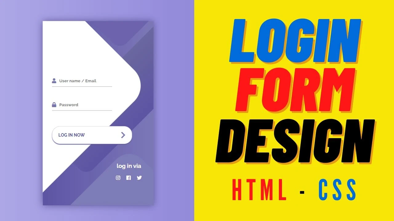 Complete Responsive Login Form Using HTML and CSS Free Download Tutorial - Log In Form Design.