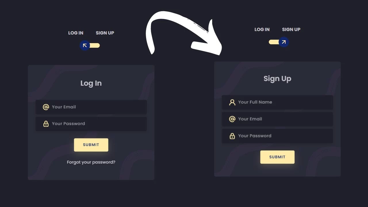Login page Signup page design - Pure HTML CSS JavaScript