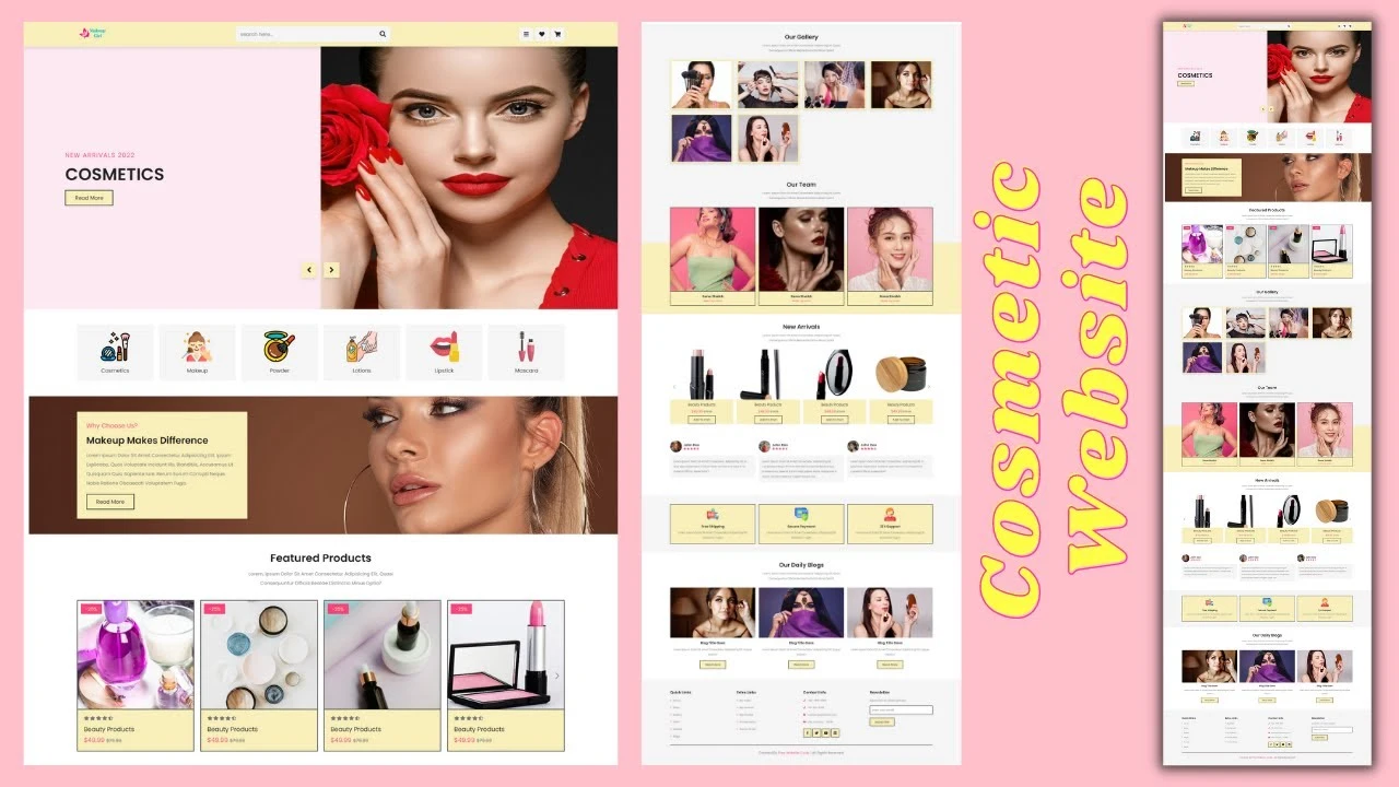 Cosmetic Website Design Template Free Download - Makeup Website Templates - Makeup Artist Website Template