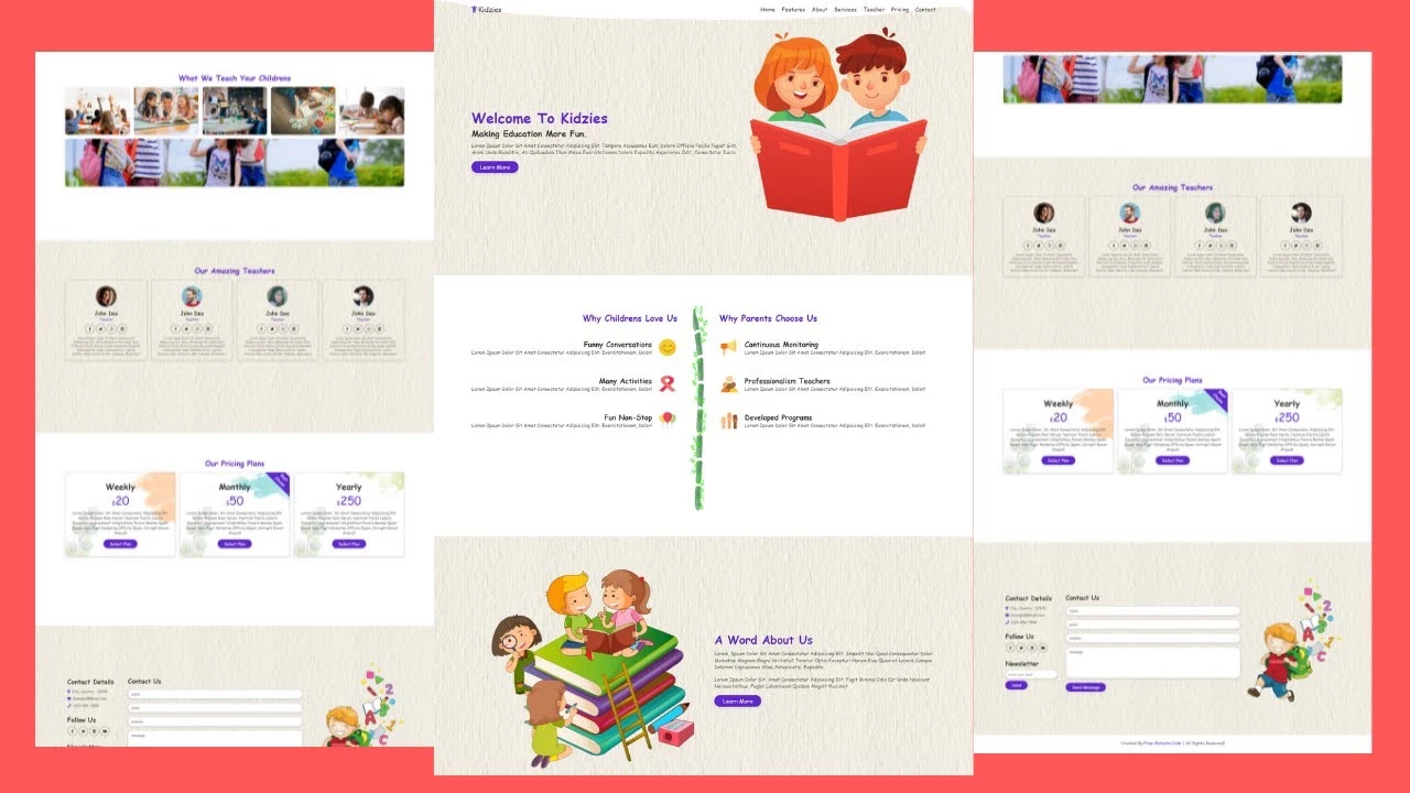 Preschool Website Design Template - Kindergarten Website Templates - Kids School Website Templates