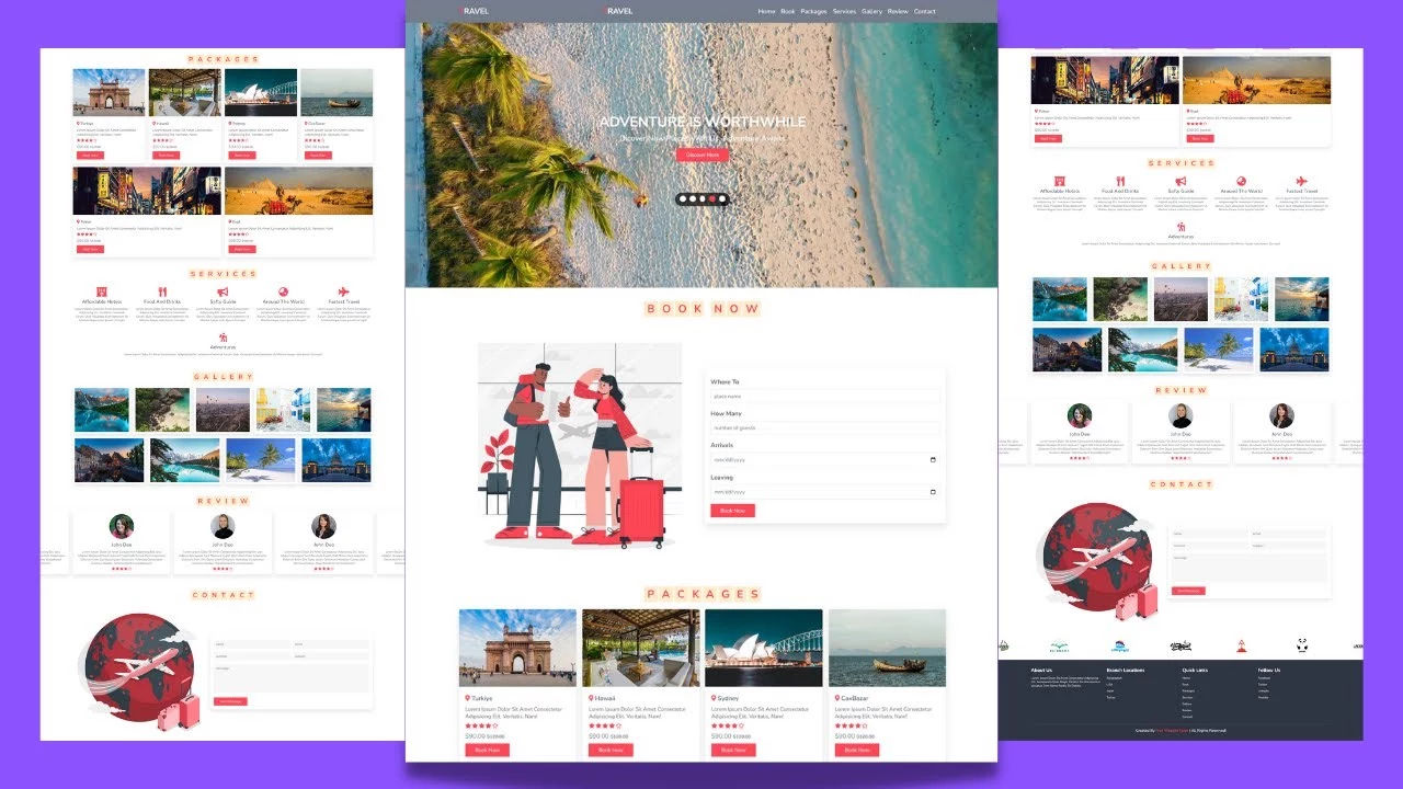 Elegant Travel Templates Tutorial-Bootstrap Tour and Travels Website Free Download