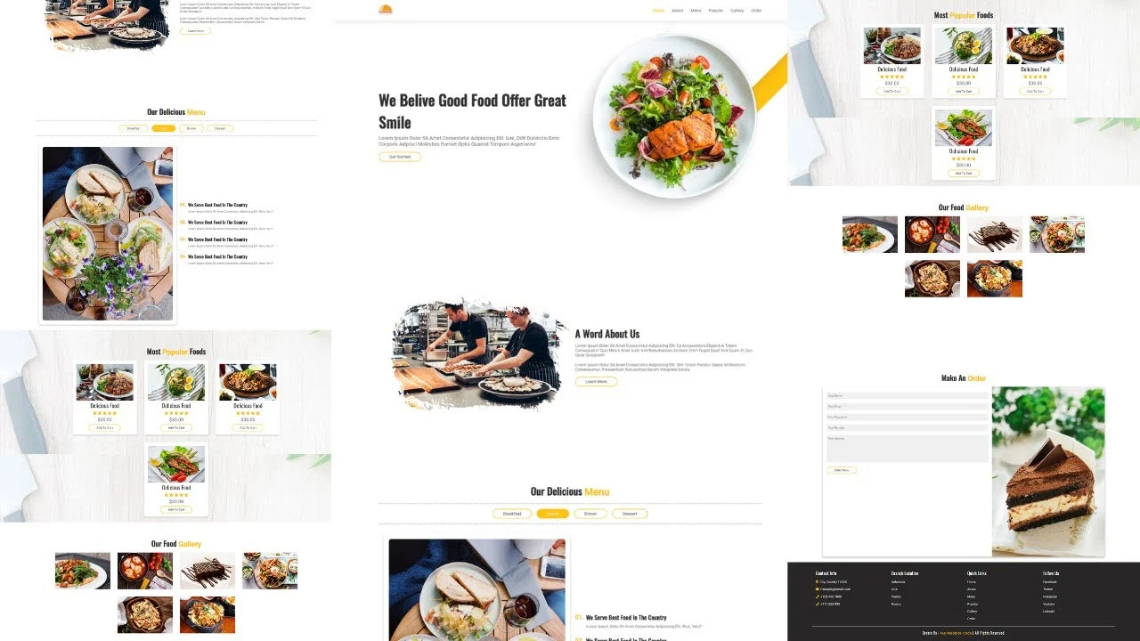 Food Website Design - Restaurant Website Design Free Download - Food Website - eCommerce Website Template