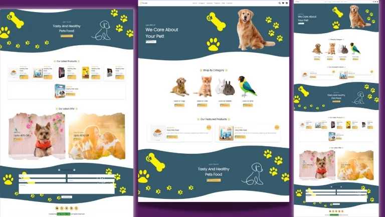 Free dog breeder Pet Shop Website Design HTML CSS Template