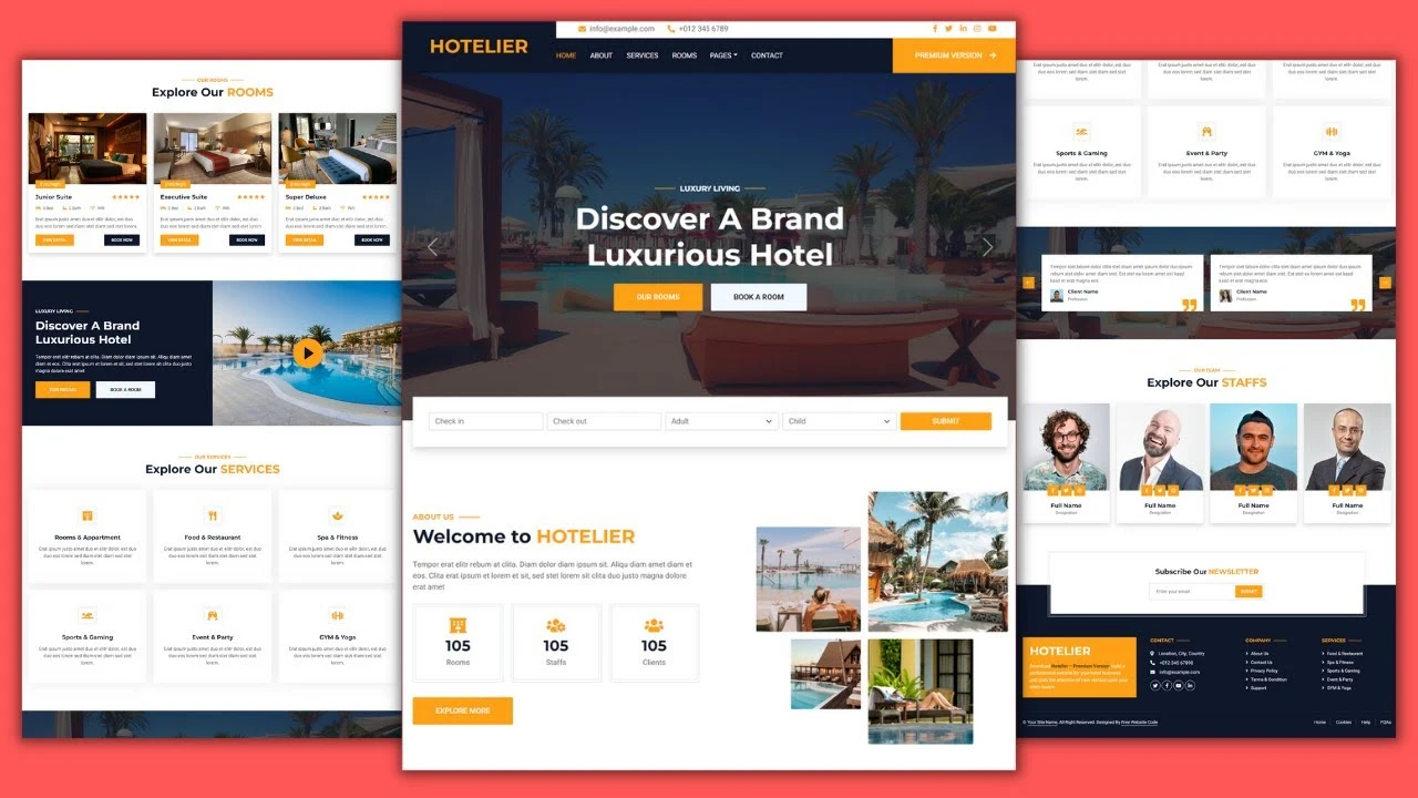 Hotel Website Template Design Free Download