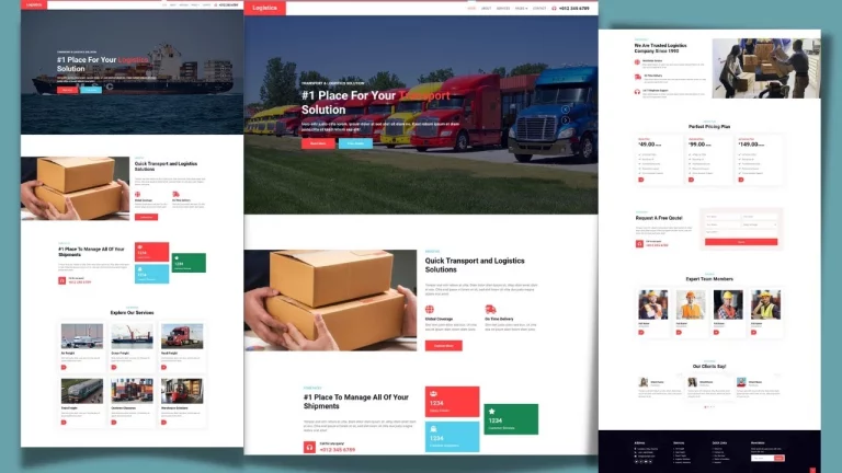 How to create a completely responsive Online Shipping Company Website Template Design HTML CSS and JavaScript