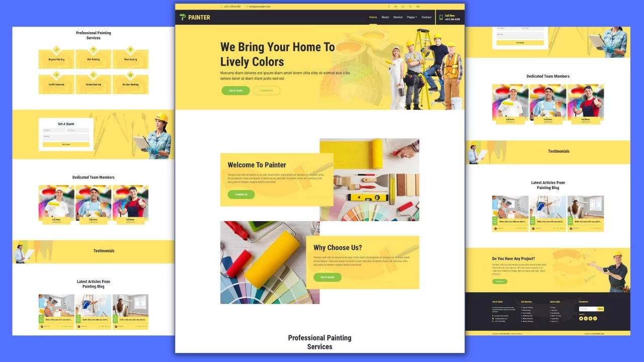 Painting Company Website Template Design Free Download