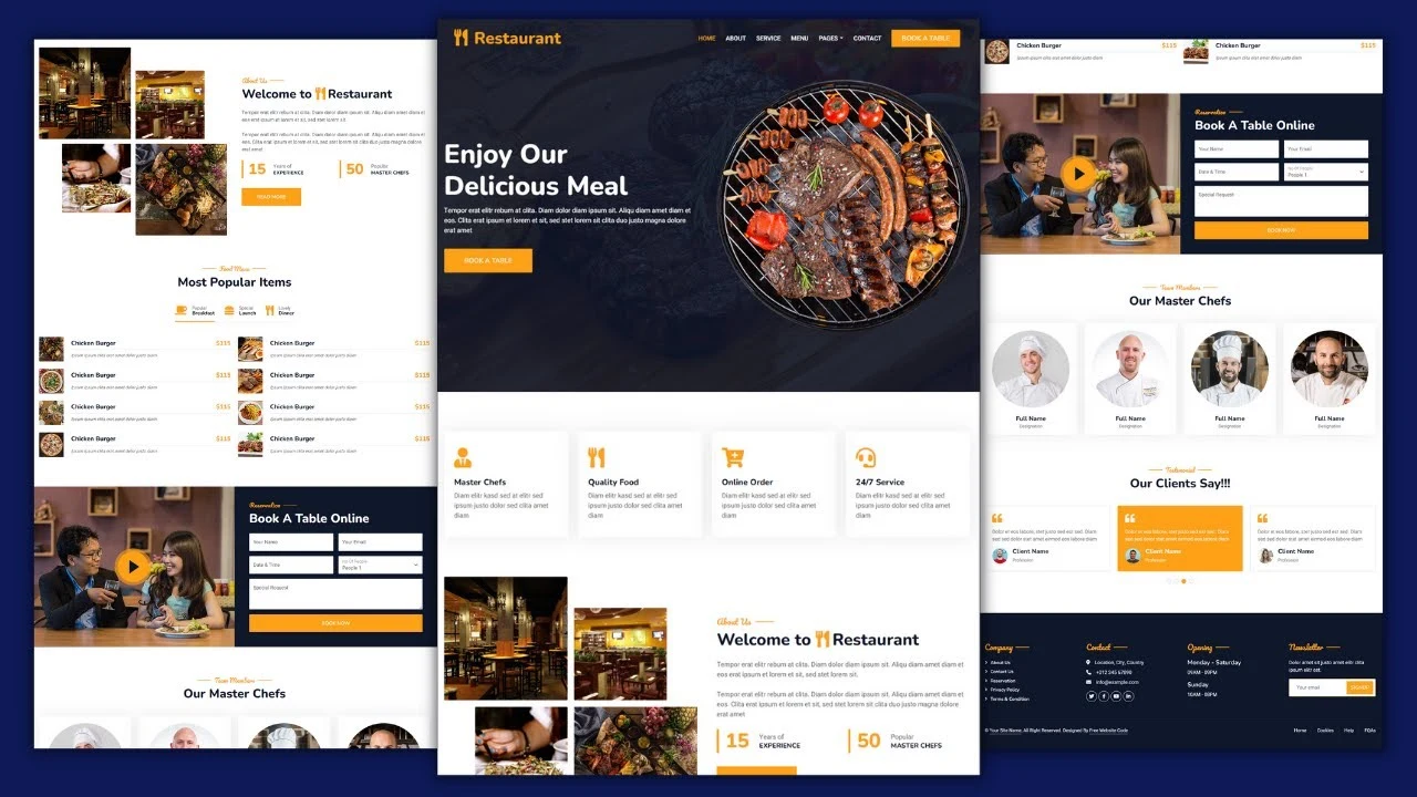 Restaurant Website Template Design HTML CSS JS Free Download