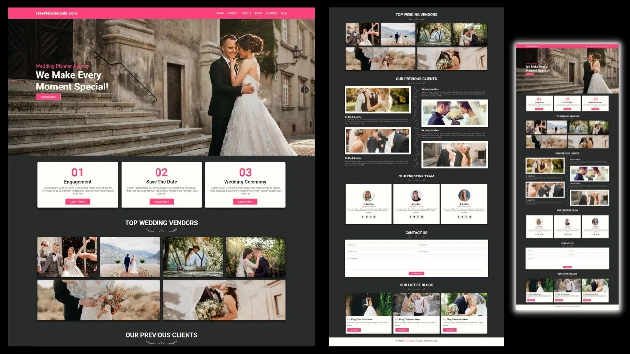 Wedding Planner Website Free Download HTML CSS JavaScript - RSVP Wedding website templates