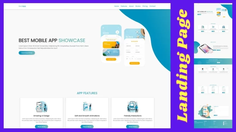 create a completely responsive Online App Landing Page Template Design Template - Using HTML & CSS- freewebsitecreate