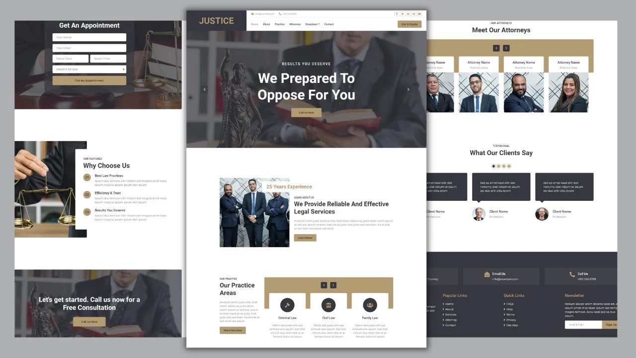 Complete Responsive Lawyer Website Template Design - HTML Free Download HTML CSS JavaScript Bootstrap