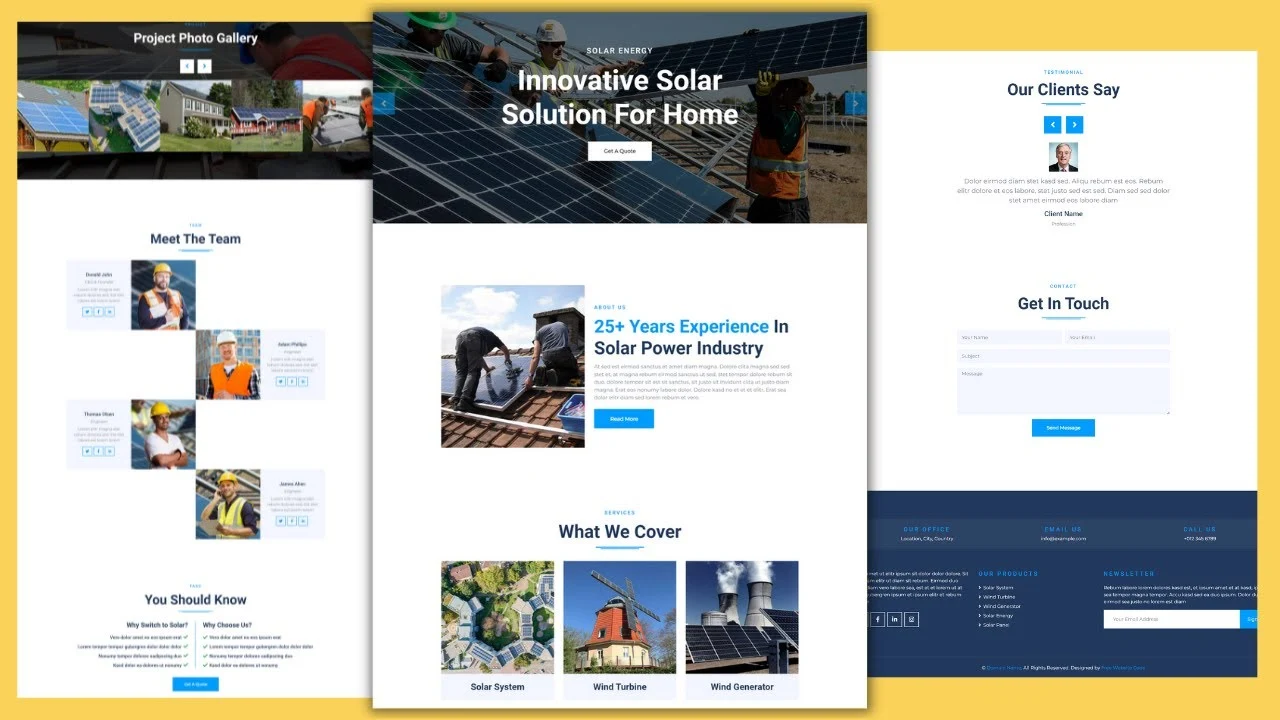 Complete Responsive Solar Energy Website Template Design HTML CSS Free Download using HTML CSS JavaScript