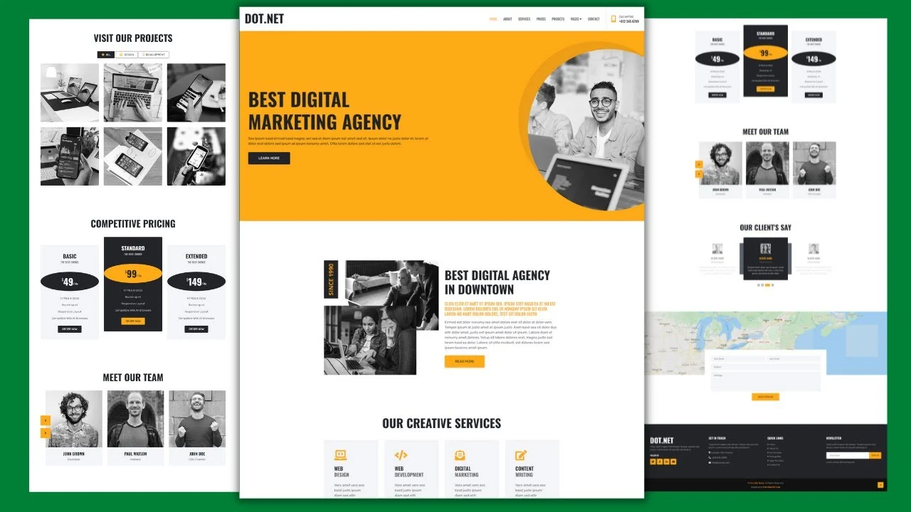 Complete responsive Digital Agency - Company Website Template HTML Free Download HTML CSS JavaScript